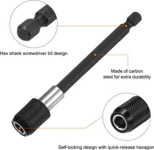 5pack 100mm Magnetic Screwdriver Bits Holder Extension Quick Release Drill Bit Chuck Adapter with 1/4" Hex Shank for Socket Driver Adapter Power T...