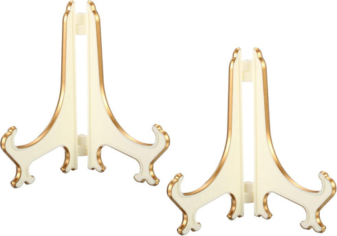 PATIKIL 4" Acrylic Decorative Plate Stand Holder, 2 Pack Table Use Foldable Picture Easel Frame Holder for Displaying Photos, Card, Canvases, Whit...