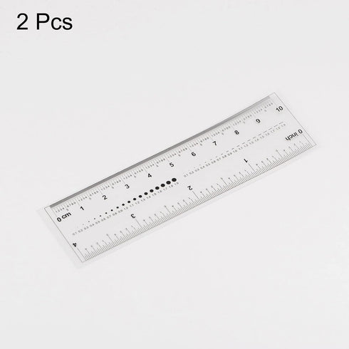 2pcs Film Flexible Ruler 4 Inch 0.1mm Scale PET Plastic Folding Straight Ruler Calibration Soft Ruler Measuring Tool for Factory, Transparent...