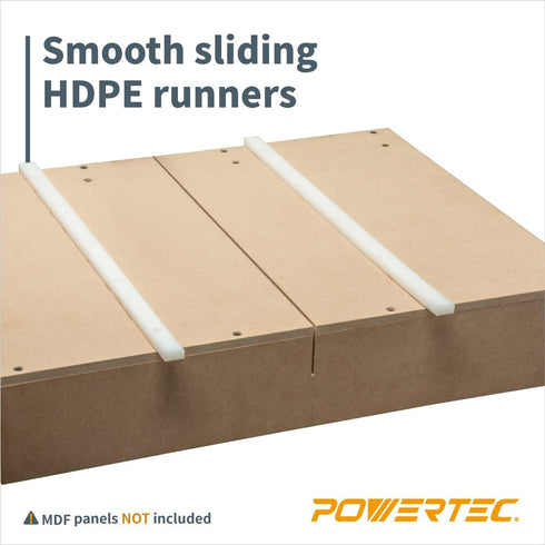 POWERTEC 17" HDPE Miter Bar w/Screws for Table Saw Sled, Taper Jig, Miter Slot Runners, Fits 3/4" x 3/8" Slot on Table Saw, Router Table, Band Saw...