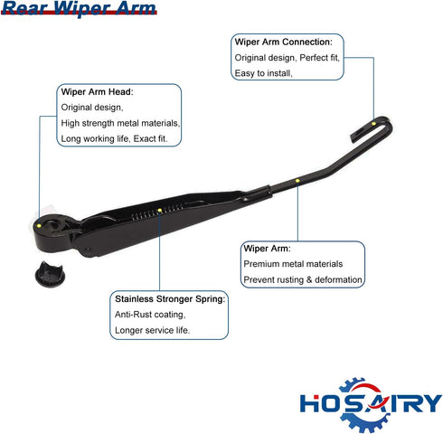 Rear Wiper Arm Blade Set for Dodge Grand Caravan Chrysler Town and Country 2008-2010 Rear Windshield Wiper Arm Blade Assembly 68078306AA...