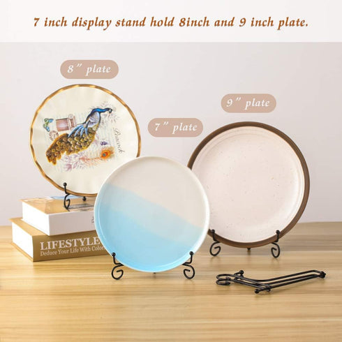 (4 pack)7"Iron Display Stand, Black Iron Easel Plate Display Photo Holder Stand, Displays Picture Frames, Cookbooks, Decorative Plates, Tablets an...