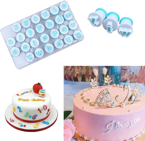 26PCS/Set Cookie Stamp Impress Cookie Cutters Alphabet Letter and Number Fondant Cake Biscuit Mold Letter Shape DIY Cookie Biscuit Alphabet Cake T...