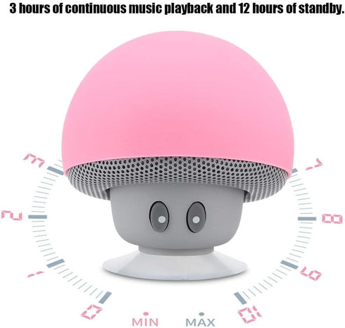 Mini Bluetooth Mushroom Speaker, 5V 3W Wireless Speaker Mini Audio Speaker Subwoofer with Suction Cup, Mushroom Design,...