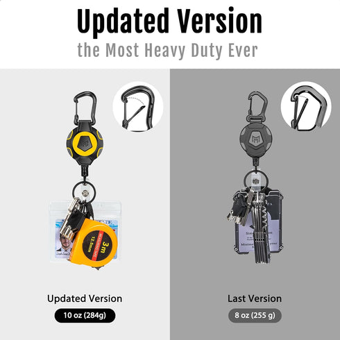 MNGARISTA 2-Pack Upgraded Retractable Keychain, 10 OZ Retraction, 31.5" Stainless Steel Cord, Heavy Duty Carabiner Badge Holder, ID Badge Reel wit...