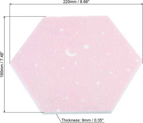 PATIKIL Hexagon Felt Board Tiles, 8 Pack Self Adhesive Moon Wall Pin Bulletin Board with Push Pins for Photos Memos Home Office Decor, Pink...