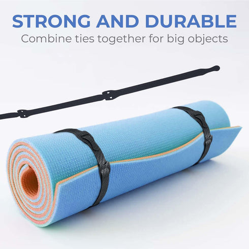 Starument Hook and Loop Cable Ties (8 x 1/2 inch, 100-pack), Premium Industrial Grade and Reusable Fastening Cord Straps for Home, Office and Outd...