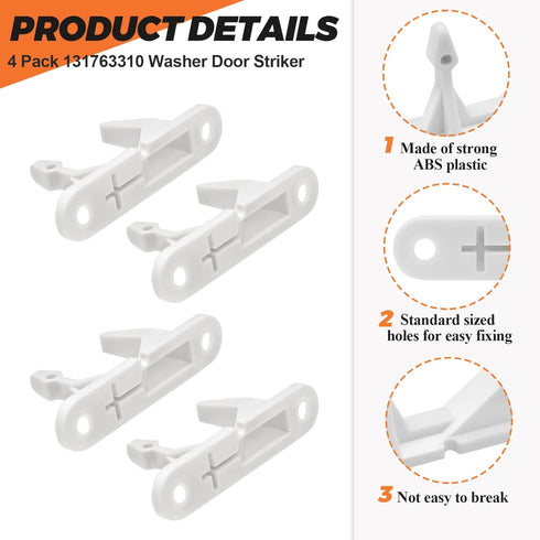 131763310 Washer Door Striker Replacement Part (4 Pack) by Beaquicy Fit for Frigidaire Kenmore Washers bltf2940es3 gltf2940es1 wtf330hs0 fwtb59rgs0 - Replaces 131763300 AP3580441 1032664 PS890617