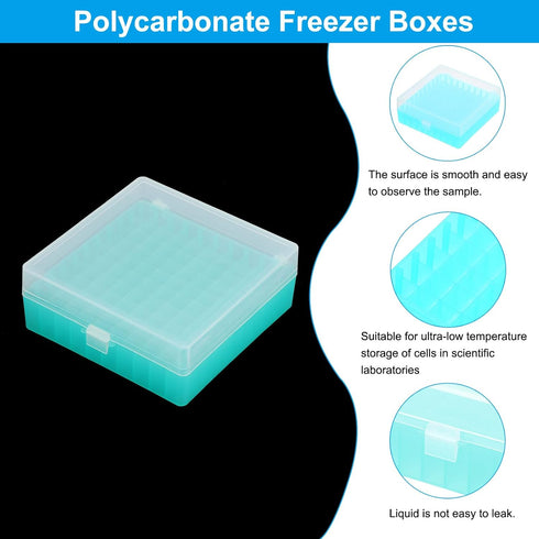 PATIKIL 100 Well Centrifuge Tube Freezer Storage Box, 2 Pcs Polypropylene Lockable Tube Rack for 1.5/1.8/2ML Tubes Vials Samples, Green...