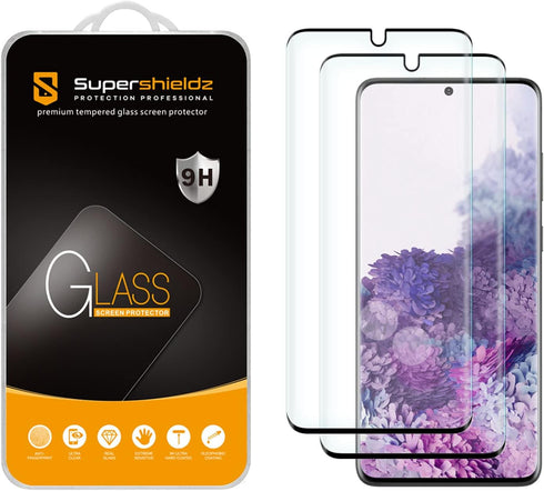 Supershieldz (2 Pack) Designed for Samsung Galaxy (S20 Plus 5G) Tempered Glass Screen Protector, 3D Curved Glass, Anti Scratch, Bubble Free (Black...