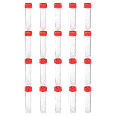 PATIKIL 30mL Plastic Test Tubes, 20 Pack Frozen Test Tube Vial Container Storage Screw Cap for Lab Laboratory Science, Red Clear...