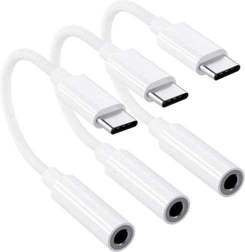 USB-C to 3.5 mm Headphone Jack Adapter, 3 Pack USB C to Aux Audio Dongle Cable Cord Compatible with iPhone 15 Series, iPad Pro, Samsung Galaxy S23...