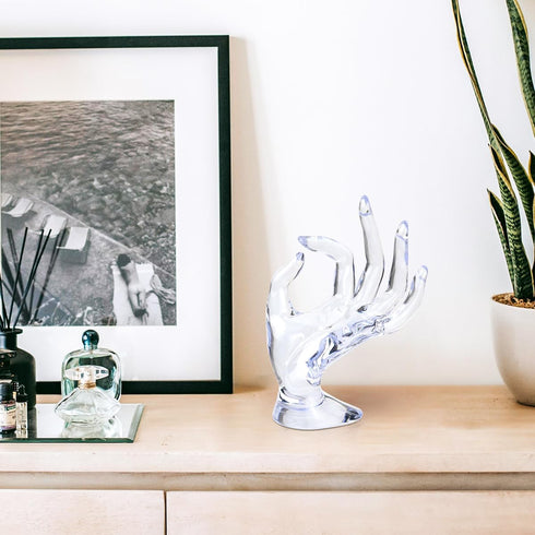 yuntop 1 Pack Hand Form Ring Holder Mannequin Hand Jewelry Organizer Stand Watch Stand Bracelet Ring Support Aesthetic Rack (Clear)...