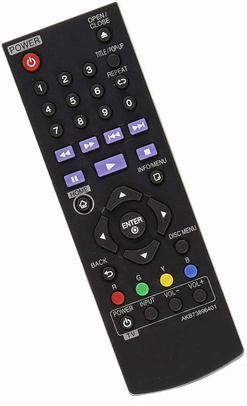 AKB73896401 Remote Control Replacement for LG BLU RAY DISC DVD Player BPM25 BPM35 BP550 BD640 BP200 BP300 BP340 BP350 BP135W BP145 BP155N BP175 BP...