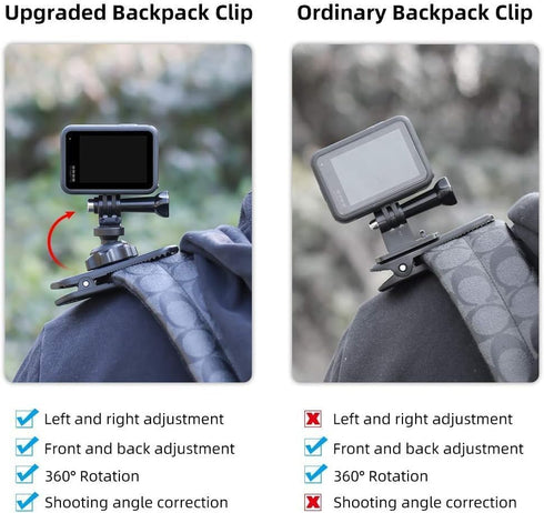 Backpack Strap Clip Mount for GoPro Hero 12 11 10 9 8 7 6 5 4 3+ 2 Session Black Silver XIAOYI 4K SJCAM Yi Sports Action Camera Perfect Shoulder a...