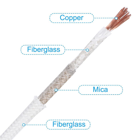 PATIKIL 11.5Ft 13 AWG High Temperature Wire, -60-350 Degrees Celsius Mica Glass Fiber Electronic Wire Insulated Heat Resistant Electronical Flexib...