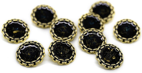 20 pcs Enamel Covered Golden Foil Fragments Floral Metal Shank Sewing Coat Buttons -25mm -1"...