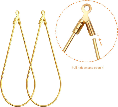 DIY Earring Findings, 40pcs Teardrop and Triangle Shaped Beading Hoop Earring Findings with 40pcs Fish Earring Hooks and 40pcs Clear Earring Backs...