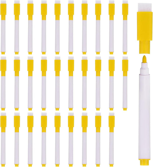 PATIKIL Dry Erase Marker Pens, 30 Pack Yellow Ink Fine Point Low Odor Whiteboard with Eraser Cap for Office Home Classroom, White Pen Rod...