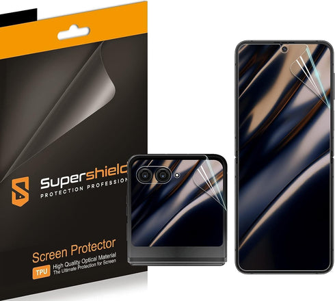 Supershieldz (2 Pack) Designed for Motorola Razr+ / Plus (2023) (2 Main Screen and 2 Front Screen) Screen Protector, High Definition Clear Shield ...