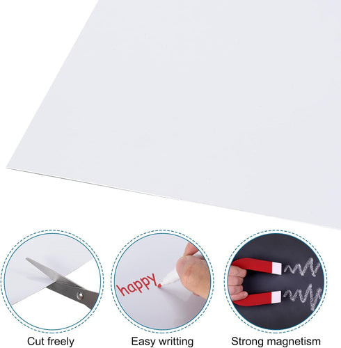 PATIKIL Magnetic Dry Erase Whiteboard Paper, 2 Pcs 17" x 12" Adhesive Dry Erase Board Sticker Right Angle Side Magnetic Whiteboard Paper for Fridg...