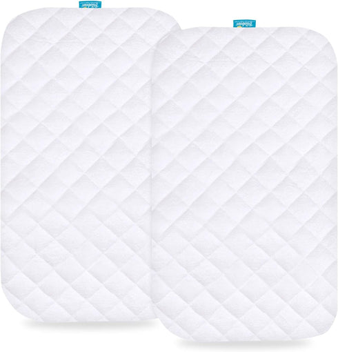 Waterproof Bassinet Mattress Pad Cover Fit for Fodoss, BIERUM, Bellababy and MiClassic Bassinet, 2 Pack, Ultra Soft Surface, Breathable and Easy C...