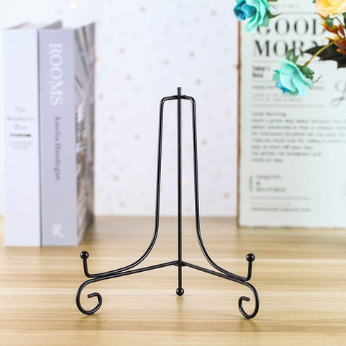 (4 pack)8"Iron Display Stand, Black Iron Easel Plate Display Photo Holder Stand, Displays Picture Frames, Cookbooks, Decorative Plates, Tablets an...