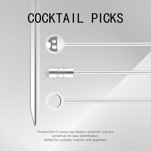 I-MART 15 Pack Stainless Steel Cocktail Picks Martini Olive Skewers, Reusable Metal Garnish Sticks for Drinks, Appetizers, Bloody Mary, Olives, Ci...