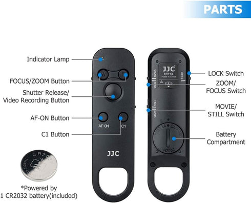 JJC Wireless Bluetooth Remote Control Replaces Sony RMT-P1BT for Sony A7R5 A7M4 ZV-E1 ZV-1F ZV-1 II ZV1 ZV-E10 FX30 A1 A7C II A7CII A6700 A6600 A6...