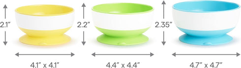 Munchkin Stay Put Suction Bowls for Babies and Toddlers, 3 Pack, Blue/Green/Yellow...