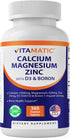 Vitamatic Calcium Magnesium Zinc D3 Boron | 365 Coated Tablets Supplement | Calcium 1200 mg, Magnesium 420mg, Zinc 25mg, Vitamin D3 1000 IU, Boron...