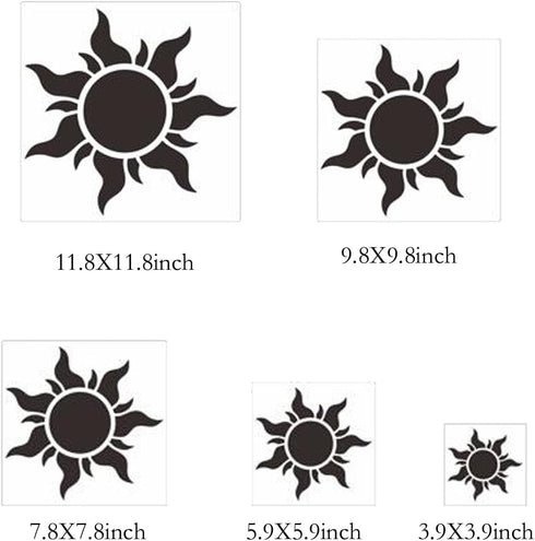 5PCS Sun Stencils for Painting on Wood Wall Reusable Boho Sun Stencils for Crafts Canvas Furniture Wall Drawing Card Making Pattern Decor...