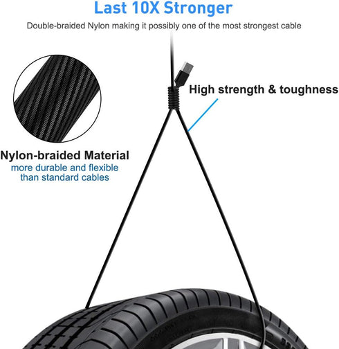 Multi 3 in 1 USB Long iPhone Charging Cable, 1.8M/5.9Ft Nylon Braided Universal Phone Charger Cord USB C/Micro USB/Lightning Connector Adapter for...