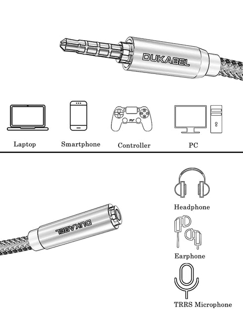DUKABEL Headphone Extension Cable, 3.5mm TRRS Headphone Extension with Mic Male to Female Stereo Audio Cable for Smartphone,PC,TV,Headset,PS4 Cont...