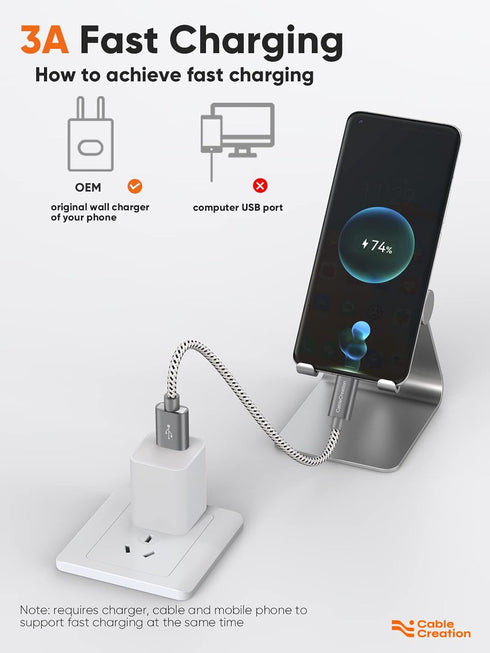 CableCreation USB C Cable Short 0.8FT, Durable USB C to USB A Short USB C Cable Fast Charging 3A 480Mbps Data USB A to USB C for Power Bank, iPad ...