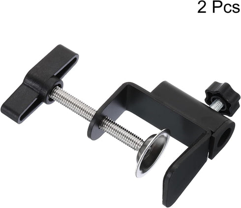 PATIKIL 0.49" Hole Dia. Desk Clamp, 2 Pcs Universal C-Clamp Base with Adjustable Screw for Microphone Mic Arm Table Lamp Mount Holder, Black...