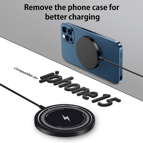 Magnetic Wireless Charger Compatible with MagSafe Charger/iPhone 15/15 Pro/15 Plus/15 Pro Max/14/14 Pro/14 Plus/14 Pro Max/13/13 Pro/13 Pro Max/12...