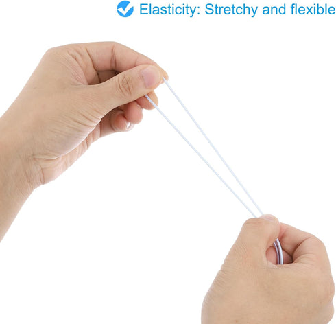 PATIKIL 6 Inch Elastic Barbed Cord, 200 Pcs 1.6mm Loop Stretch Round String with Metal Barb Fasteners for Hats Masks Menus Crafting Book, White (1...