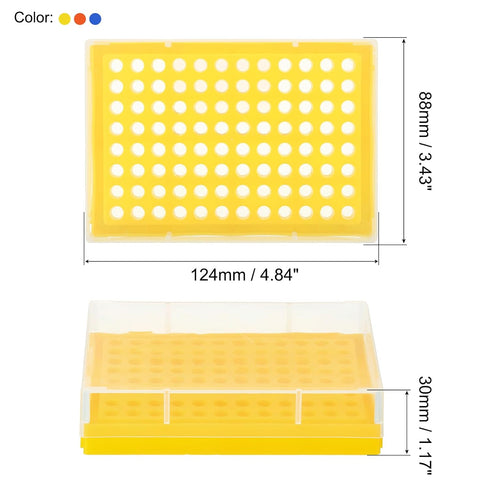 PATIKIL Tube Rack, 3Pcs 96 Positions Test Tube Rack with Cover for 0.2ml, 0.5ml, 1.5ml, 2ml Centrifuge Tube, Yellow,Orange,Blue...