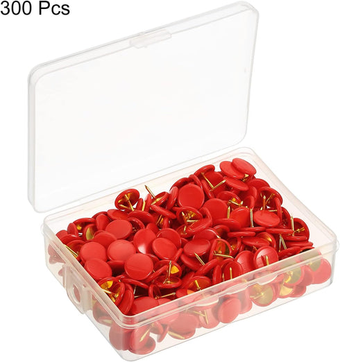 PATIKIL Push Pins, 300 Pack Plastic Roundness Pushpin Decorative Thumb Tacks Golden Steel Point for Cork Board, Red...