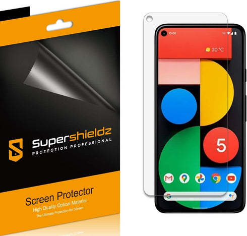 Supershieldz (6 Pack) Designed for Google Pixel 5 Screen Protector, 0.12mm, High Definition Clear Shield (PET)...