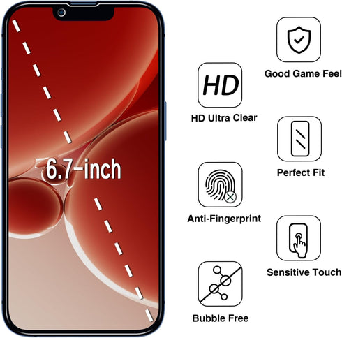 HPTech 2 Pack Privacy Screen Protector for iPhone 13 Pro Max and iPhone 14 Plus 6.7-inch Anti-Spy Tempered Glass, Anti Scratch, Bubble Free...