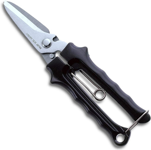 CANARY Heavy Duty Scissors with Wire Cutter 7.5" All Purpose Industrial Hand Shears for Metal, Wire, Cardboard, Leather, Rubber, Spring Loaded Han...