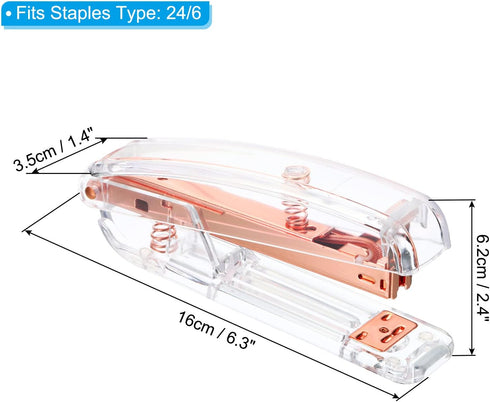 PATIKIL Acrylic Stapler, Portable Stylish Manual Effortless Desktop Accessories Stapler for Classroom Home Office Desk, Rose Gold...