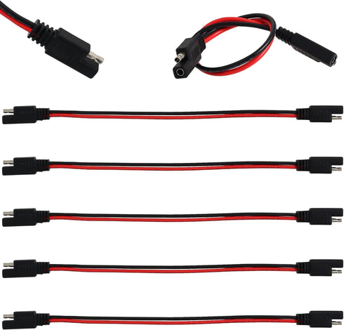 Wadoy 2 Pin Quick Disconnect Wire Harness SAE Connector 14 Gauge Heavy Duty Hight Capacity Battery Cable 10'' Leads(5 pack)...