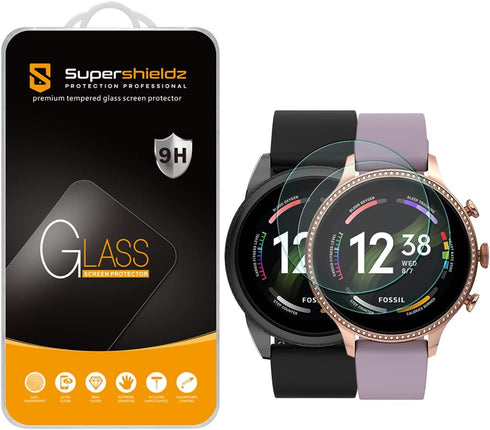 Supershieldz (2 Pack) Designed for Fossil Men's Gen 6 44mm / Fossil Women's Gen 6 42mm / Fossil Q Explorist Gen 3 Tempered Glass Screen Protector,...