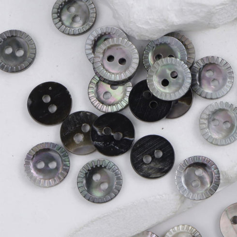 10 Pieces Genuine Black Mother of Pearl Buttons 10MM with Flower Pattern for Women Shirts Dresses Polo Skirts Sewing Craft, Natural Real Black Mop...