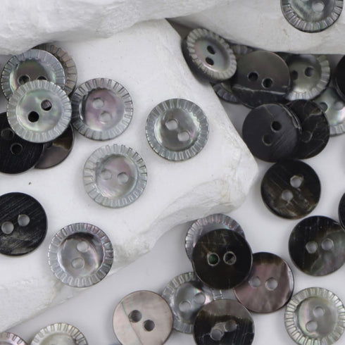 10 Pieces Genuine Black Mother of Pearl Buttons 10MM with Flower Pattern for Women Shirts Dresses Polo Skirts Sewing Craft, Natural Real Black Mop...