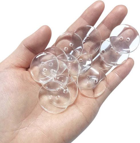 50Pcs Buttons 2 Hole, Resin Clear Buttons for Sewing and DIY Craft(1 Inch)...