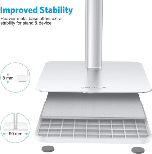 OMOTON Cell Phone Stand, Adjustable Angle Height Desk Phone Dock Holder for iPhone SE 16 Pro Max/Plus/XS/XR, Samsung Galaxy S20 / S10 / S9 / S8 an...